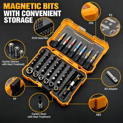 50-Piece Precision Screwdriver & Bit Set - Multi Purpose Rainbow Magic Box Household Tool Kit with Dedicated Storage Box