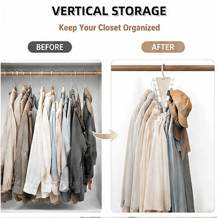 2 Packs Multifunctional V-Shape Rotating Hanger, 12-Hook Space-Saving Closet Organizer for Home & Travel Use