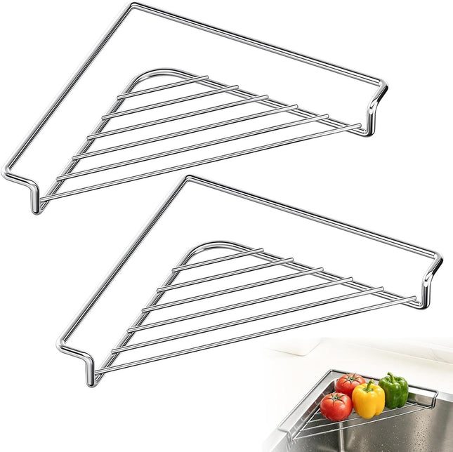 2PCS Stainless Steel Sink Corner Organizer