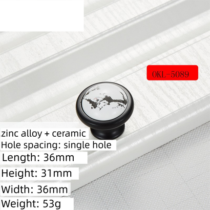 4 Pack Single Hole Ceramic & Matte Black Zinc Alloy Cabinet Knob & Handle - Vintage Ink Plum Blossom Style for Drawers and Cupboards