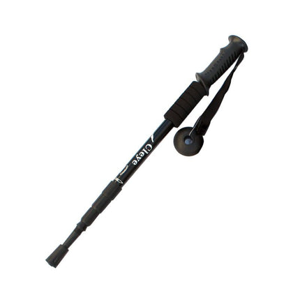 2 Pack Black Outdoor Aluminum Alloy Telescopic Trekking Pole (55 to 110CM) - Lightweight 4-Section Straight Handle Walking Stick with Alloy Tip Cover & Mud Basket