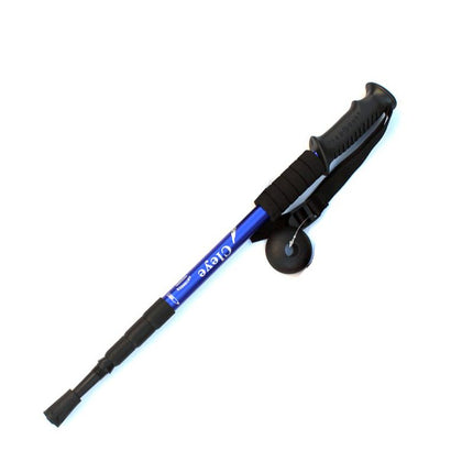 2 Pack Blue Outdoor Aluminum Alloy Telescopic Trekking Pole (55 to 110CM) - Lightweight 4-Section Straight Handle Walking Stick with Alloy Tip Cover & Mud Basket