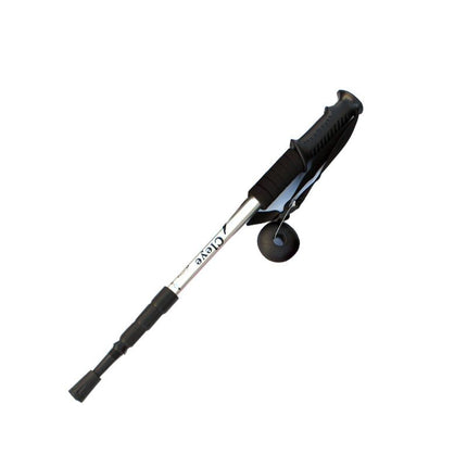 2 Pack Silver Outdoor Aluminum Alloy Telescopic Trekking Pole (55 to 110CM) - Lightweight 4-Section Straight Handle Walking Stick with Alloy Tip Cover & Mud Basket