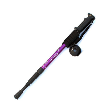 2 Pack Purple Outdoor Aluminum Alloy Telescopic Trekking Pole (55 to 110CM) - Lightweight 4-Section Straight Handle Walking Stick with Alloy Tip Cover & Mud Basket