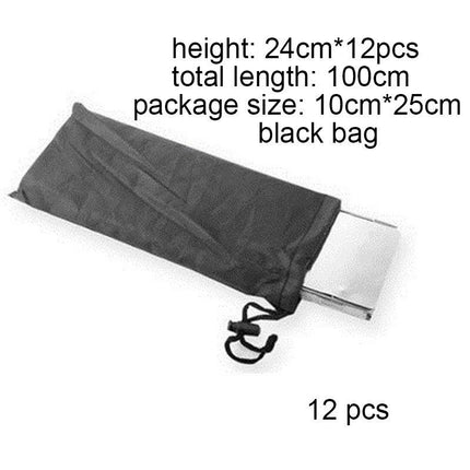 Outdoor Camping Folding Aluminum Alloy Stove Windscreen with Storage Bag - 12 Pieces Portable Gas Stove Wind Shield Board Set, Total Length 100 cm x Height 24 cm