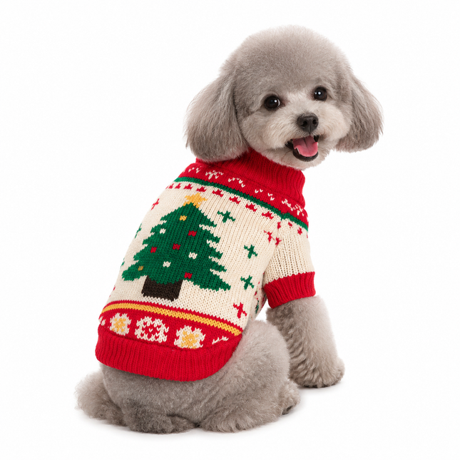 Red and Green M Size Christmas tree pattern Christmas Pet Knitted V888-ELOSUNG56008