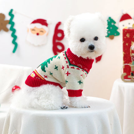 Red and Green  XL Size Christmas tree pattern Christmas Pet Knitted Dress - Acrylic Dog and Cat Jumper, Lightweight Festive Winter Outfit for Pets, Holiday Photos and Celebrations