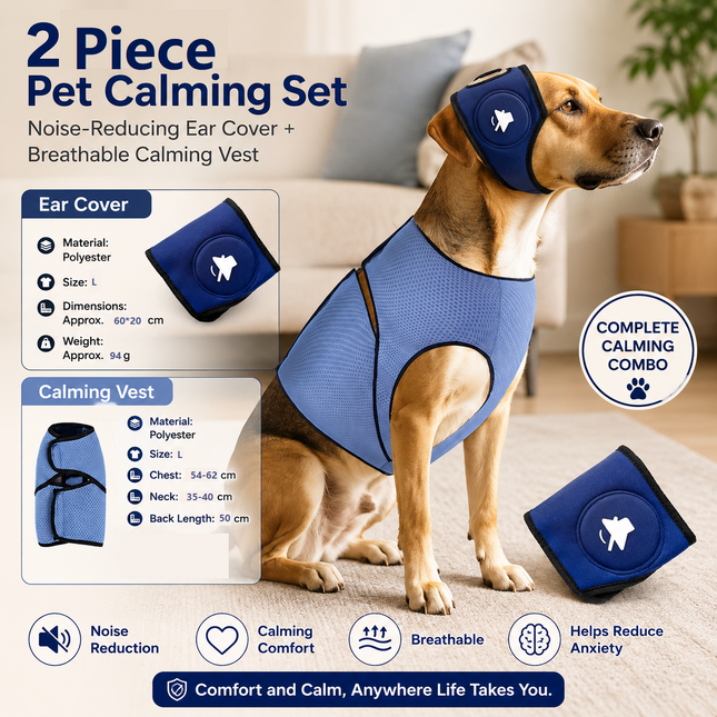 Blue L Size Dog Anxiety Relief Set