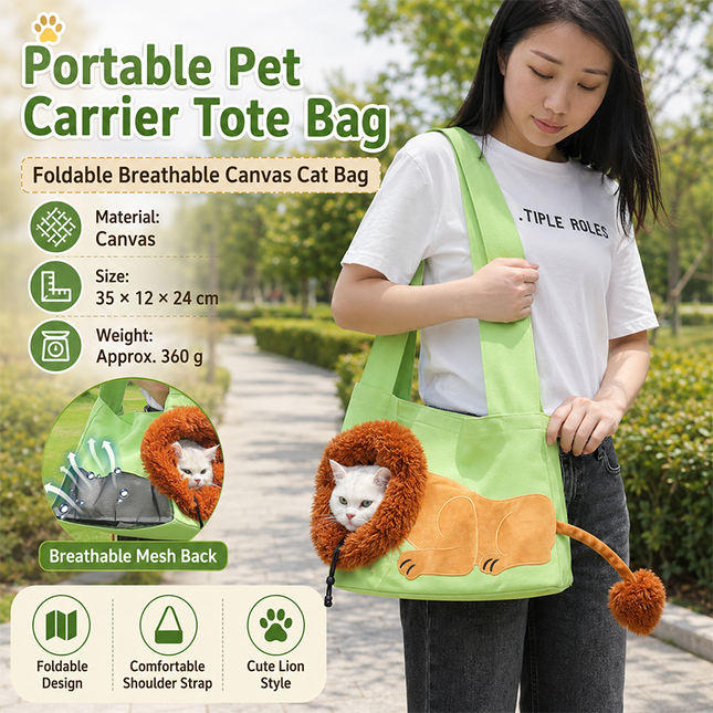 Lion Style Canvas Pet Carrier Green Bag(small size 35 12 – product detail