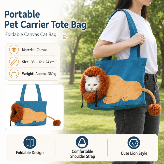 Lion Style Canvas Pet Carrier Blue Bag(small size 35 12 – product detail