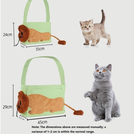 Lion Style Canvas Pet Carrier Blue Bag（small size 35*12*24cm） - Adjustable Head Opening, Breathable Mesh, 8cm Wide Shoulder Strap, PE Support Base, Portable Crossbody Sling for Cats and Small Dogs, Travel Friendly Design