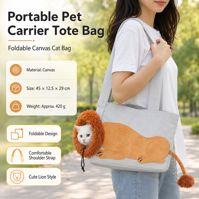 Lion Style Canvas Pet Carrier Grey Bag(big size 45 12.5 – product detail