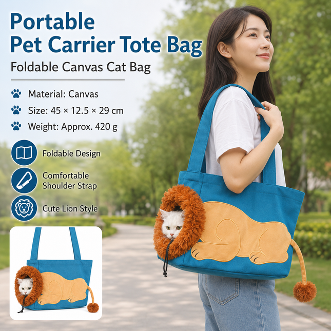Lion Style Canvas Pet Carrier Blue Bag(big size 45 12.5 – product detail