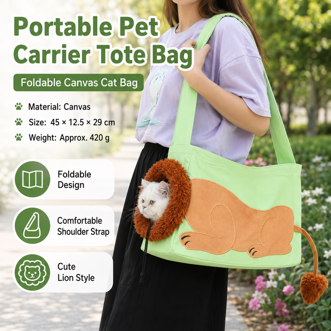 Lion Style Canvas Pet Carrier Green Bag(big size 45 12.5 – product detail