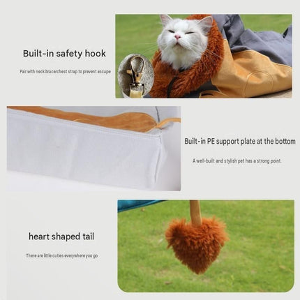 Lion Style Canvas Pet Carrier Green Bag（big size 45*12.5*29cm） - Adjustable Head Opening, Breathable Mesh, 8cm Wide Shoulder Strap, PE Support Base, Portable Crossbody Sling for Cats and Dogs, Travel Friendly Design