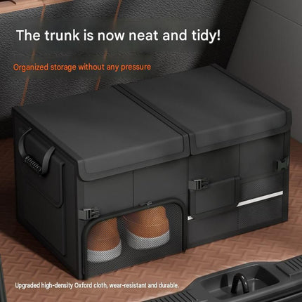 White Car Boot Organiser - Foldable Waterproof Large Capacity Trunk Storage Box, Space Saving Vehicle Cargo Storage for Groceries, Tools and Travel Essentials