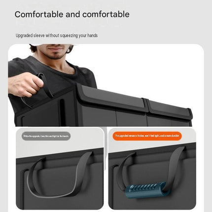Black Car Boot Organiser - Foldable Waterproof Large Capacity Trunk Storage Box, Space Saving Vehicle Cargo Storage for Groceries, Tools and Travel Essentials