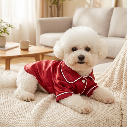 Red Pet Pyjamas S Size- Lightweight Acrylic Dog and Cat Sleepwear, Compact Indoor Loungewear for Small Pets, Spring and Summer Pet Clothing