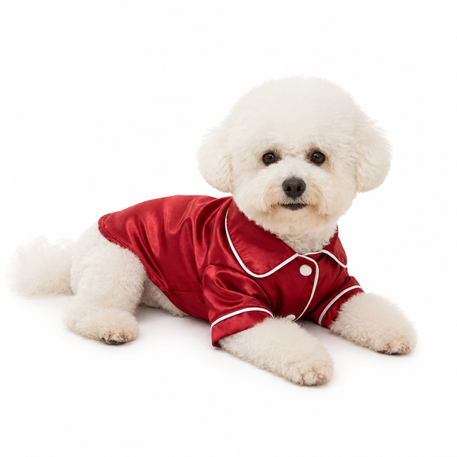 Red Pet Pyjamas M Size- Lightweight Acrylic Dog and Cat Sleepwear Compact Indoor Loungewear for Small Pets