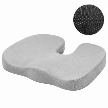 Grey Memory Foam Seat Cushion - 44 X 35 X 6 Cm Polyester Chair Pad