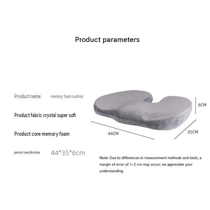 Grey Memory Foam Seat Cushion - 44 X 35 X 6 Cm Polyester Chair Pad
