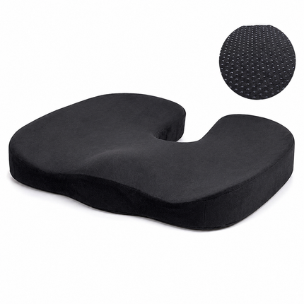 Black Memory Foam Seat Cushion - 44 X 35 X 6 Cm Polyester Chair Pad