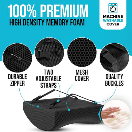 33 X 32 X 10 Cm Memory Foam Lumbar Support Cushion - Black 3D Mesh