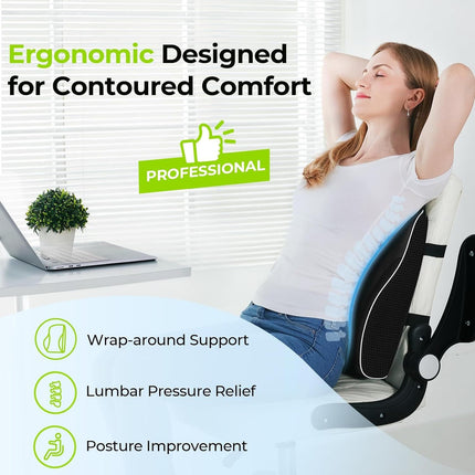 Black 45x40x10cm Memory Foam Lumbar Support Cushion