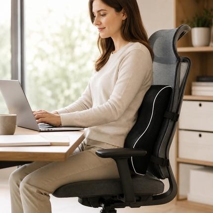 Black 45x40x10cm Memory Foam Lumbar Support Cushion