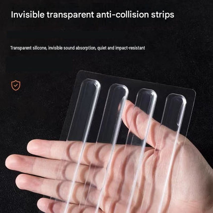Transparent Anti-Collision Strip Set - Self-Adhesive Silicone Bumper for Doors, Cabinets & Fridge, Invisible Shock Absorbing Wall Protector with 3 Sizes