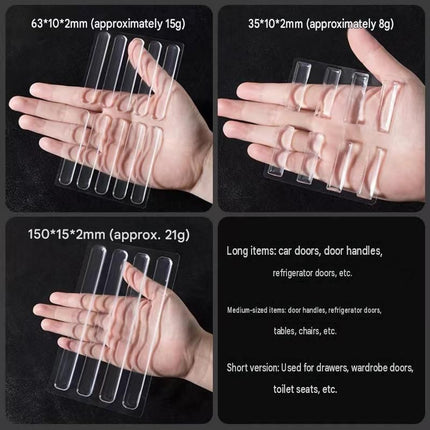 Transparent Anti-Collision Strip Set - Self-Adhesive Silicone Bumper for Doors, Cabinets & Fridge, Invisible Shock Absorbing Wall Protector with 3 Sizes