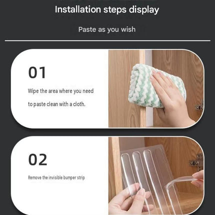 Transparent Anti-Collision Strip Set - Self-Adhesive Silicone Bumper for Doors, Cabinets & Fridge, Invisible Shock Absorbing Wall Protector with 3 Sizes