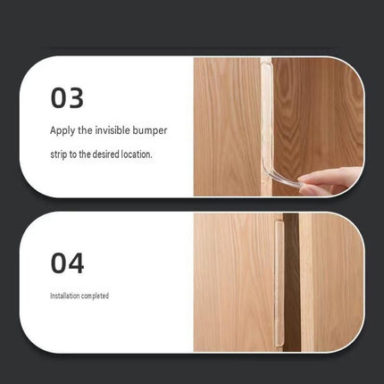 Transparent Anti-Collision Strip Set - Self-Adhesive Silicone Bumper for Doors, Cabinets & Fridge, Invisible Shock Absorbing Wall Protector with 3 Sizes