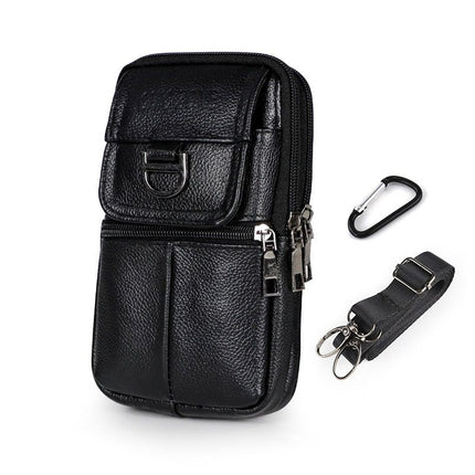Black Leather Belt Phone Pouch