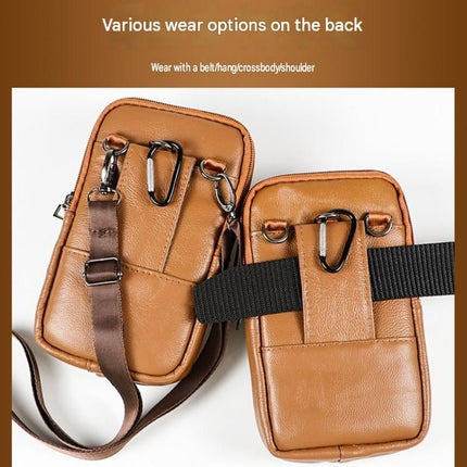 Yellow Leather Belt Phone Pouch