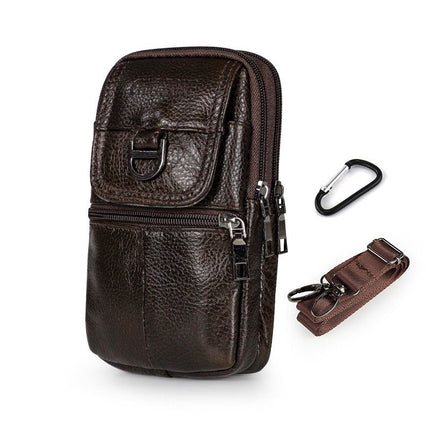 Dark Brown Leather Belt Phone Pouch