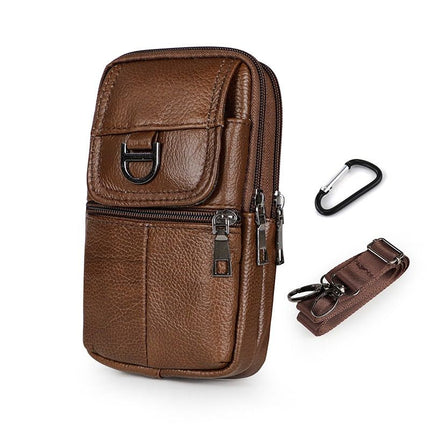 Brown Leather Belt Phone Pouch
