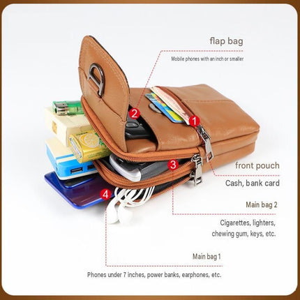 Brown Leather Belt Phone Pouch