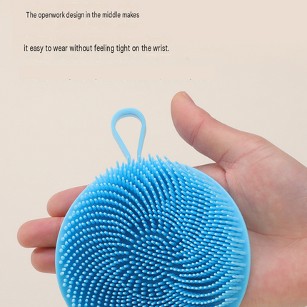 2 Pcs Pink Double-Sided Silicone Body Scrubber - Dual-Texture Bath Brush for Exfoliating, Lathering & Scalp Massage, Anti-slip strip & Hanging Loop