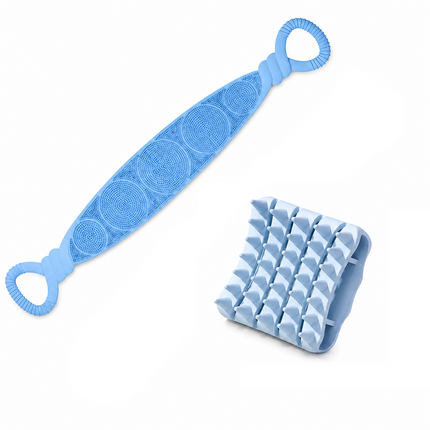 Blue Personal Care Set - Silicone Scalp Massager Shampoo Brush