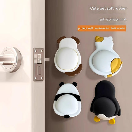 4pcs Cute Animal Soft Rubber Door Handle Bumper Pad