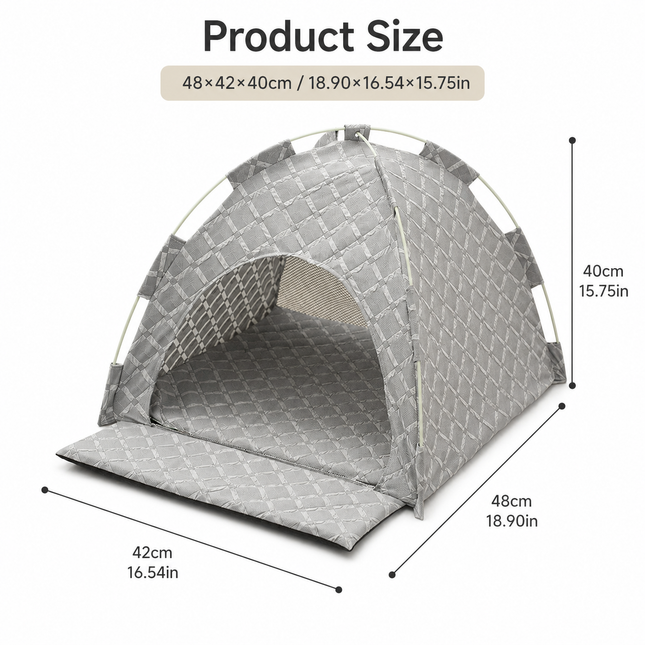 Grey 48x42x40cm Summer Pet Cooling Tent Bed