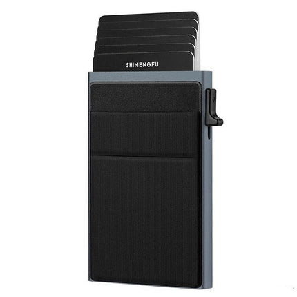 Grey RFID Blocking Aluminum Wallet - Slim Pop Up Card Holder