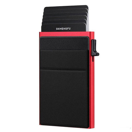 Red RFID Blocking Aluminum Wallet - Slim Pop Up Card Holder