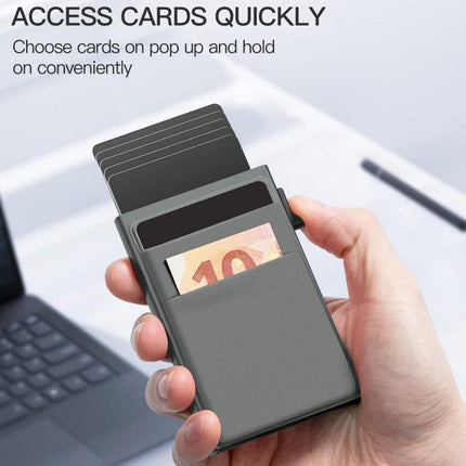 Blue RFID Blocking Aluminum Wallet - Slim Pop Up Card Holder