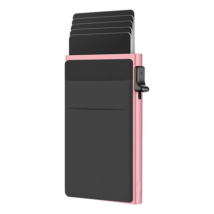 Pink RFID Blocking Aluminum Wallet - Slim Pop Up Card Holder