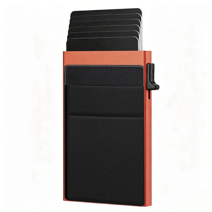Orange RFID Blocking Aluminum Wallet - Slim Pop Up Card Holder