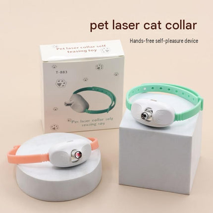Pink Self-Teasing Laser Cat Collar - USB Rechargeable Pet Toy - Adjustable Silicone Strap, Dual Light Modes, Hands-Free Entertainment for Cats