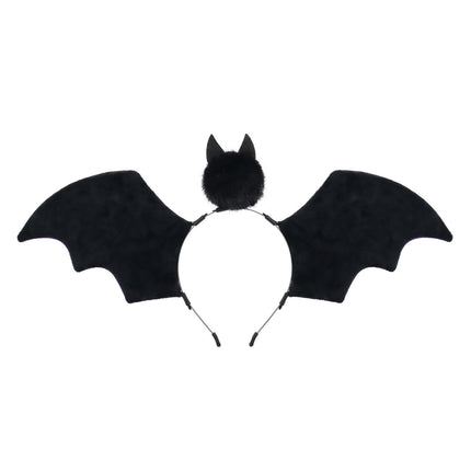 Purple Halloween Bat Wing Headband with Furry Ears and Orange Eyes - Velvet Costume Accessory for Cosplay, Parties, and Themed Events