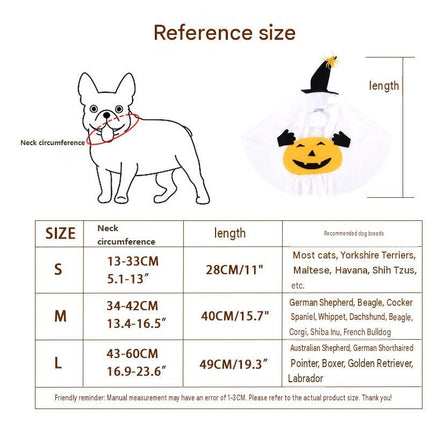 S Size Halloween Pumpkin Ghost Dog Costume - Polyester Pet Fancy Dress with Witch Hat and Spider Detail, Lightweight for Small Dogs and Cats
